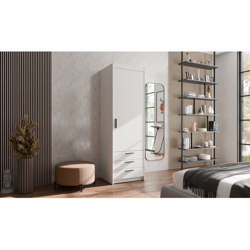 Armoire 1 Porte 3 Tiroirs Storicos Blanc L.59,9 Cm - Design Moderne