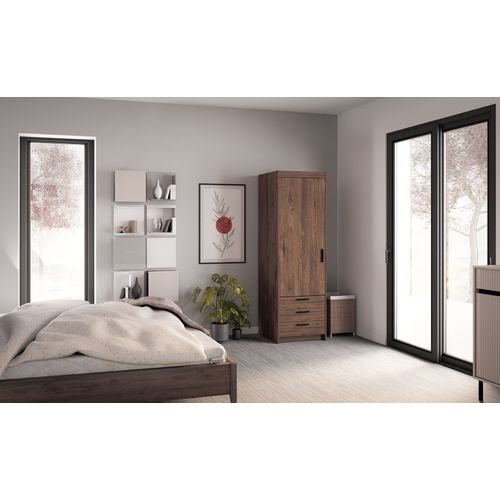 Armoire 1 Porte 3 Tiroirs Storicos Imitation Chêne Lefkas L.59,9 Cm - Design Moderne