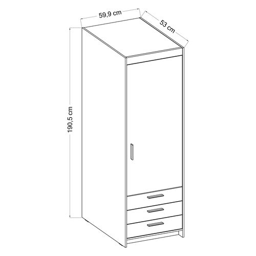 Armoire 1 Porte 3 Tiroirs Storicos Imitation Chêne Lefkas L.59,9 Cm - Design Moderne