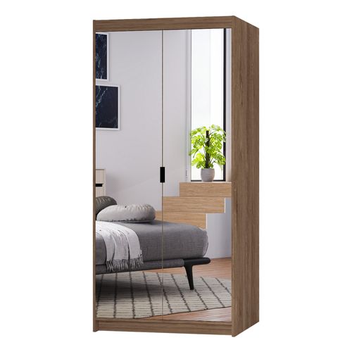 Armoire Avec Miroir 2 Portes Storicos Imitation Chêne Lefkas L.89,7 Cm - Design Moderne