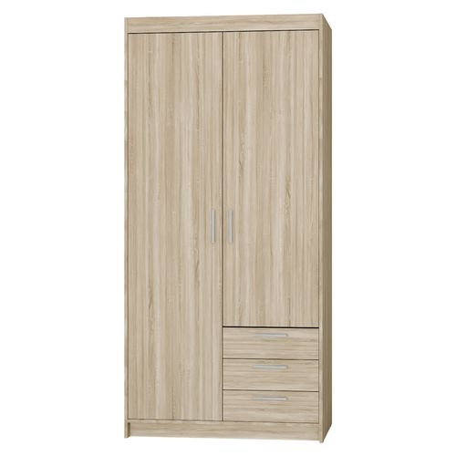 Armoire 2 Portes 3 Tiroirs Storicos Imitation Chêne Sonoma L.89,7 Cm - Design Moderne