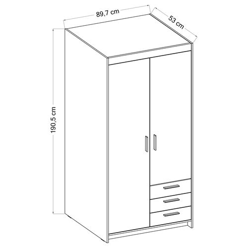 Armoire 2 Portes 3 Tiroirs Storicos Imitation Chêne Sonoma L.89,7 Cm - Design Moderne