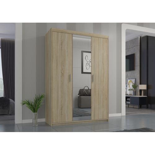 Armoire Avec Miroir 3 Portes Storicos Imitation Chêne Sonoma L.133 Cm - Design Moderne