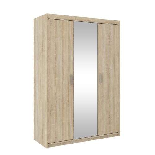 Armoire Avec Miroir 3 Portes Storicos Imitation Chêne Sonoma L.133 Cm - Design Moderne