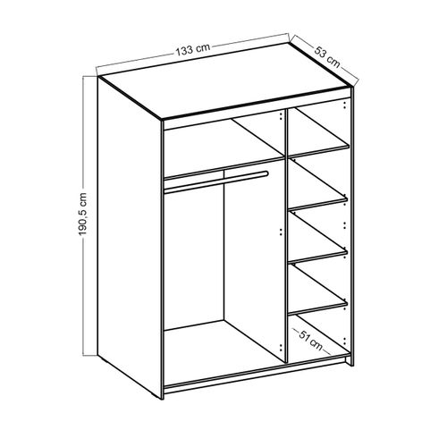 Armoire Avec Miroir 3 Portes Storicos Imitation Chêne Sonoma L.133 Cm - Design Moderne