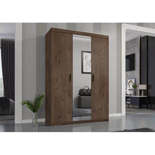 Armoire Avec Miroir 3 Portes Storicos Imitation Chêne Lefkas L.133 Cm - Design Moderne