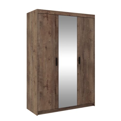 Armoire Avec Miroir 3 Portes Storicos Imitation Chêne Lefkas L.133 Cm - Design Moderne