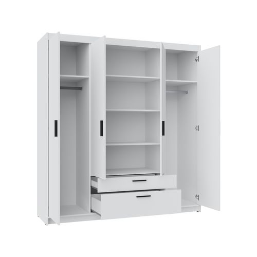 Armoire 4 Portes 2 Tiroirs Storicos Blanc L.176,3 Cm - Design Moderne