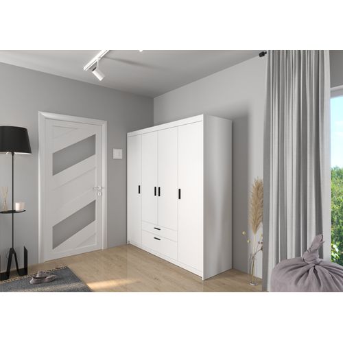 Armoire 4 Portes 2 Tiroirs Storicos Blanc L.176,3 Cm - Design Moderne