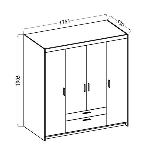 Armoire 4 Portes 2 Tiroirs Storicos Blanc L.176,3 Cm - Design Moderne