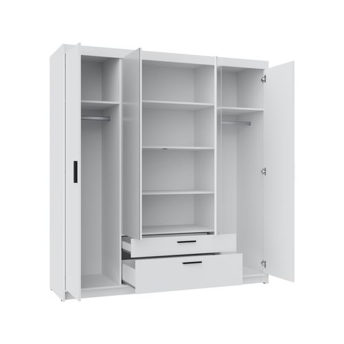 Armoire Avec Miroir 4 Portes 2 Tiroirs Storicos Imitation Chêne Lefkas L.176,3 Cm - Design Moderne