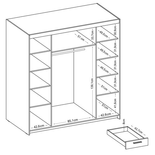 Armoire Avec Miroir 4 Portes 6 Tiroirs Storicos Blanc L.176,3 Cm - Design Moderne