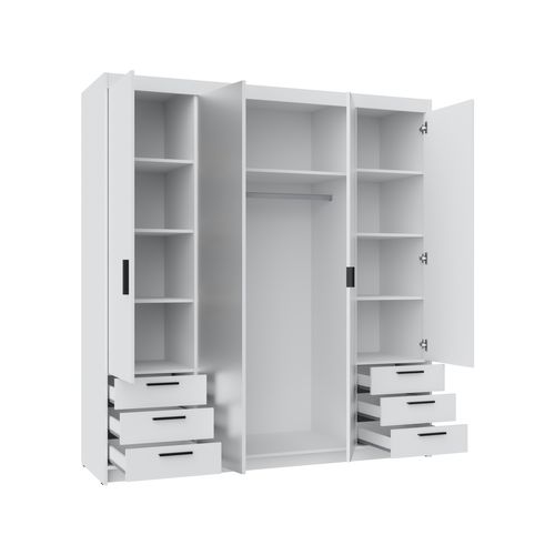 Armoire Avec Miroir 4 Portes 6 Tiroirs Storicos Imitation Chêne Lefkas L.176,3 Cm - Design Moderne