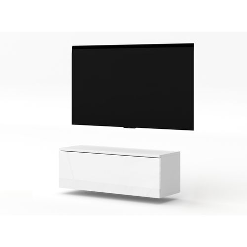 Meuble TV Suspendu Loriano 100 Cm Blanc Mat Et Brillant 100/34/32 - Push-to-open