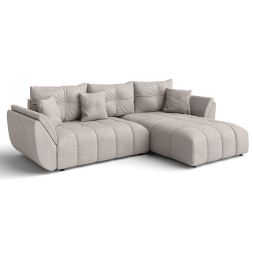 Canapé D’angle Réversible En Tissu Beige Antalya 280x190x91 Cm – Avec Coffre Et Fonction Lit
