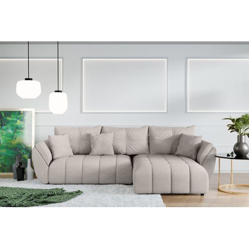 Canapé D’angle Réversible En Tissu Beige Antalya 280x190x91 Cm – Avec Coffre Et Fonction Lit