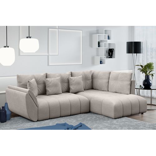 Canapé D’angle Réversible En Tissu Beige Kayseri 268x192x96 Cm – Avec Coffre Et Fonction Lit