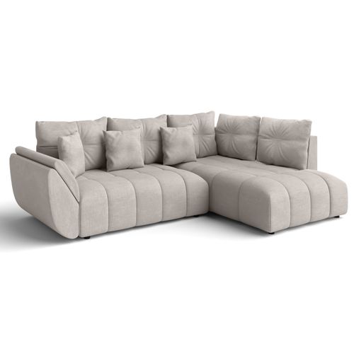 Canapé D’angle Réversible En Tissu Beige Kayseri 268x192x96 Cm – Avec Coffre Et Fonction Lit