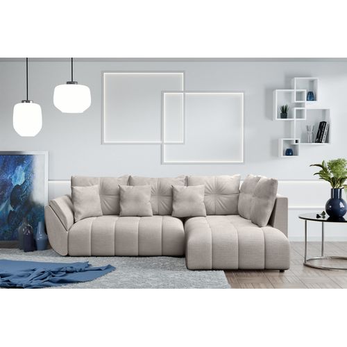 Canapé D’angle Réversible En Tissu Beige Kayseri 268x192x96 Cm – Avec Coffre Et Fonction Lit