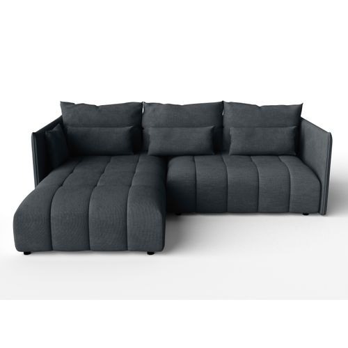 Canapé D’angle Réversible En Tissu Gris Gaziante 245x182x83 Cm – Avec Coffre Et Fonction Lit