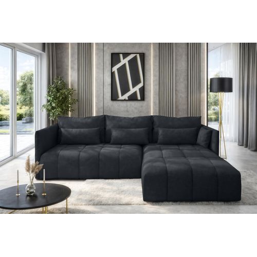 Canapé D’angle Réversible En Tissu Gris Gaziante 245x182x83 Cm – Avec Coffre Et Fonction Lit