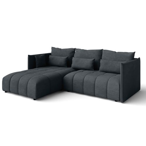 Canapé D’angle Réversible En Tissu Gris Gaziante 245x182x83 Cm – Avec Coffre Et Fonction Lit