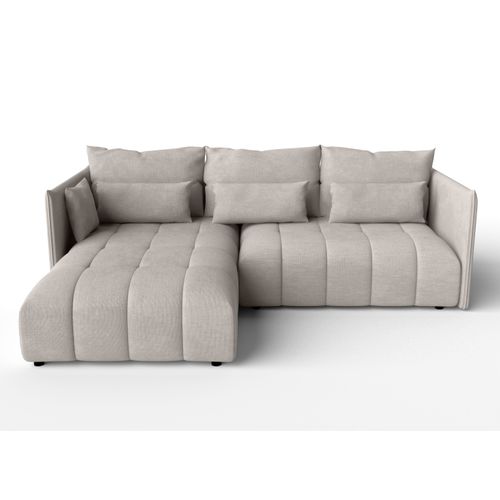 Canapé D’angle Réversible En Tissu Beige Gaziante 245x182x83 Cm – Avec Coffre Et Fonction Lit