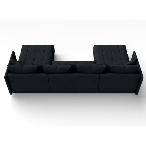 Canapé Panoramique En Tissu Anthracite Mersino U 353/180/83 Cm - Avec Coffre Et Fonction Lit