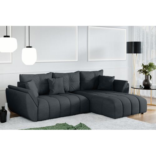 Canapé D’angle Réversible En Tissu Graphite Antalya 280x190x91 Cm – Avec Coffre Et Fonction Lit