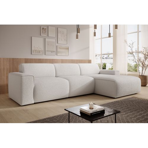 Canapé D'angle Droit En Tissu Didim 310/165/78 Cm - Blanc