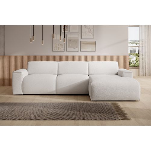 Canapé D'angle Droit En Tissu Didim 310/165/78 Cm - Blanc