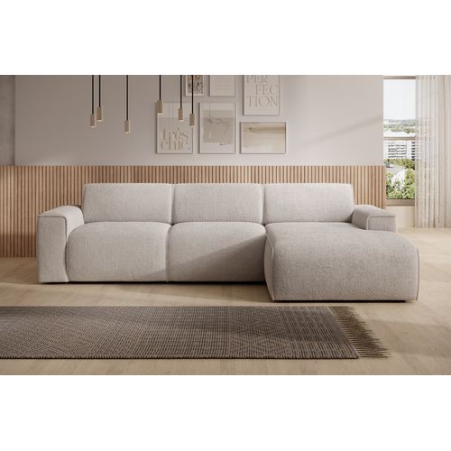 Canapé D'angle Droit En Tissu Didim 310/165/78 Cm - Crème