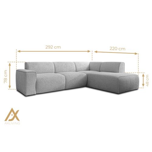 Canapé D'angle Droit En Tissu Didim L 292/220/78 Cm - Blanc