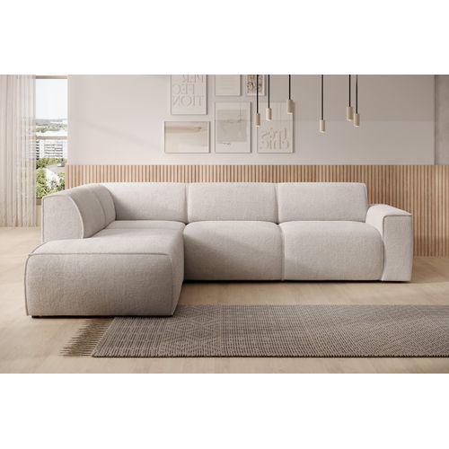 Canapé D'angle Gauche En Tissu Didim L 292/220/78 Cm - Crème