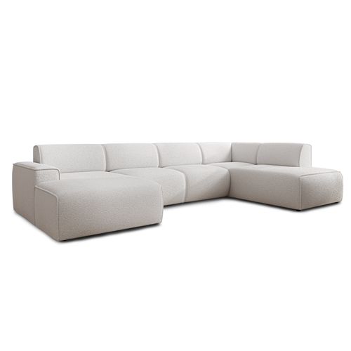Canapé Panoramique Droit En Tissu Didim U 378/220/78 Cm - Blanc