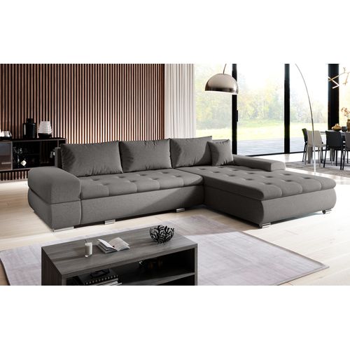 Canapé D’angle Réversible En Tissu Marron Sivaso 310x210x85 Cm – Avec Coffre Et Fonction Lit