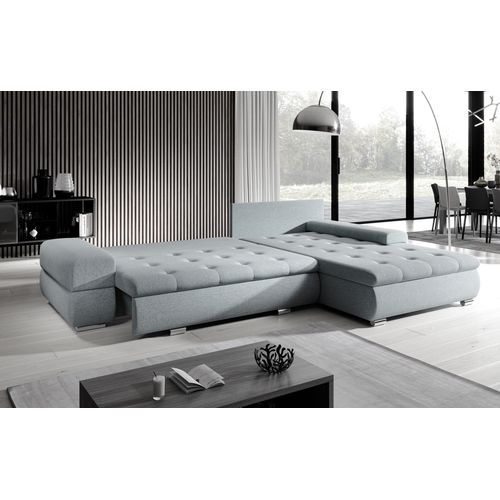 Canapé D’angle Réversible En Tissu Marron Sivaso 310x210x85 Cm – Avec Coffre Et Fonction Lit