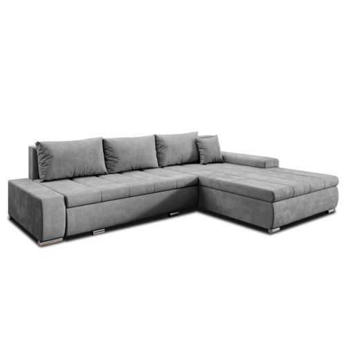 Canapé D’angle Réversible En Tissu Gris Tunceli 297x210x85 Cm – Avec Coffre Et Fonction Lit