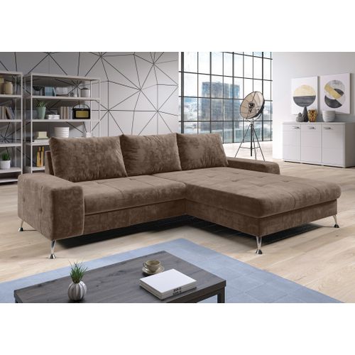 Canapé D'angle Droit En Tissu Beige Clair Artemia 275/192/81 Cm - Avec Coffre Et Fonction Lit