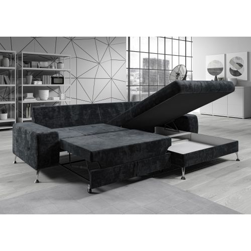 Canapé D'angle Droit En Tissu Beige Clair Artemia 275/192/81 Cm - Avec Coffre Et Fonction Lit