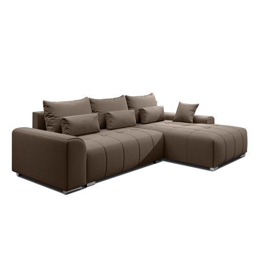 Canapé D’angle Réversible En Tissu Marron Rivolli 260x179x98 Cm – Avec Coffre Et Fonction Lit