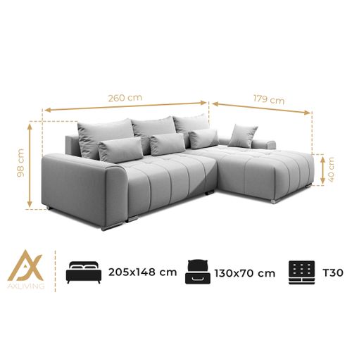 Canapé D’angle Réversible En Tissu Marron Rivolli 260x179x98 Cm – Avec Coffre Et Fonction Lit