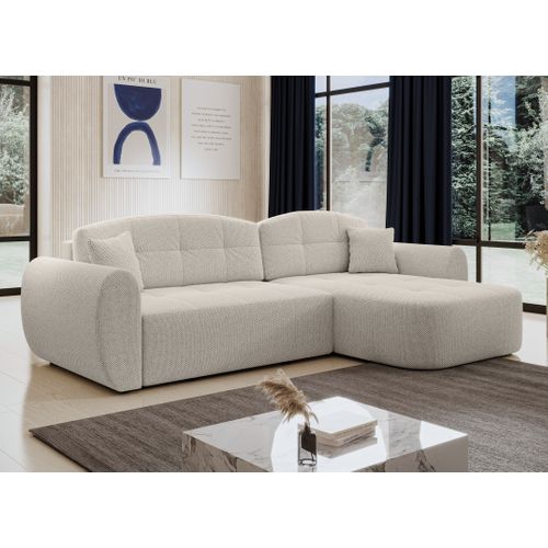 Canapé D’angle Réversible En Tissu Beige Nubio 282x170x91 Cm – Avec Coffre Et Fonction Lit