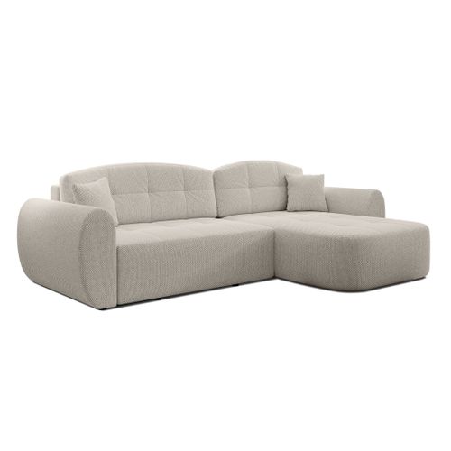 Canapé D’angle Réversible En Tissu Beige Nubio 282x170x91 Cm – Avec Coffre Et Fonction Lit