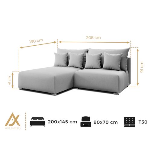 Canapé D'angle Gauche En Tissu Marron Ederra 208/190/91 Cm - Avec Coffre Et Fonction Lit