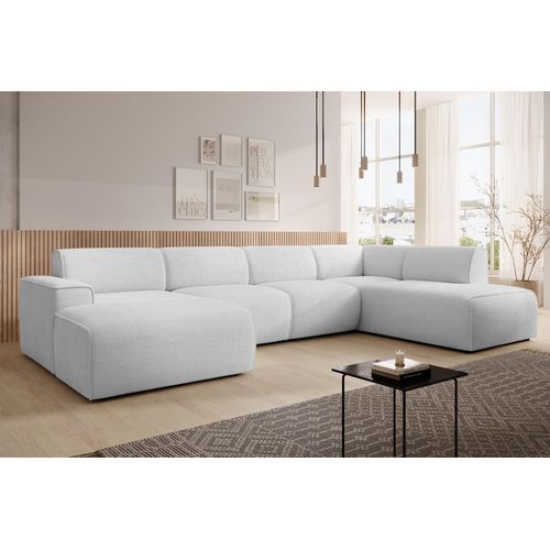 Canapé Panoramique Droit En Tissu Didim U 378/220/78 Cm - Argenté