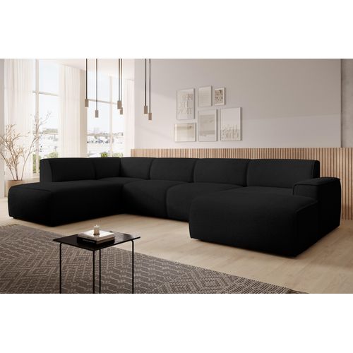 Canapé Panoramique Gauche En Tissu Didim U 378/220/78 Cm - Noir