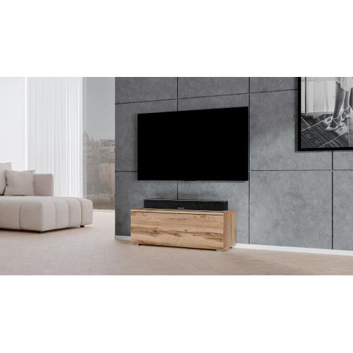 Meuble TV Loriano 100 Cm Chêne Wotan 100/36,5/32 - Push-to-open, Pieds Inclus