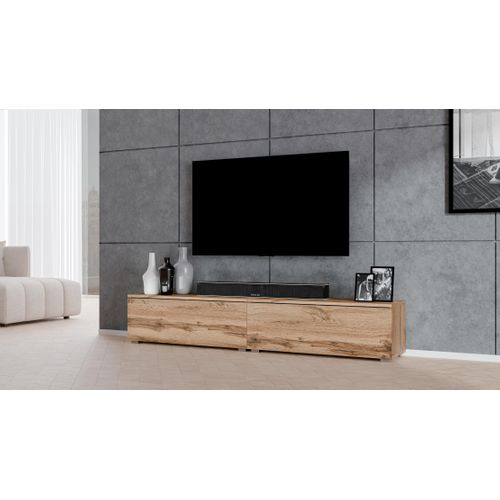 Meuble TV Loriano 200 Cm Chêne Wotan 200/36,5/32 - Push-to-open, Pieds Inclus