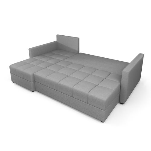 Canapé D’angle Réversible Capitonné En Tissu Noir Dolceo 226/140/78 Cm – Coffre + Lit